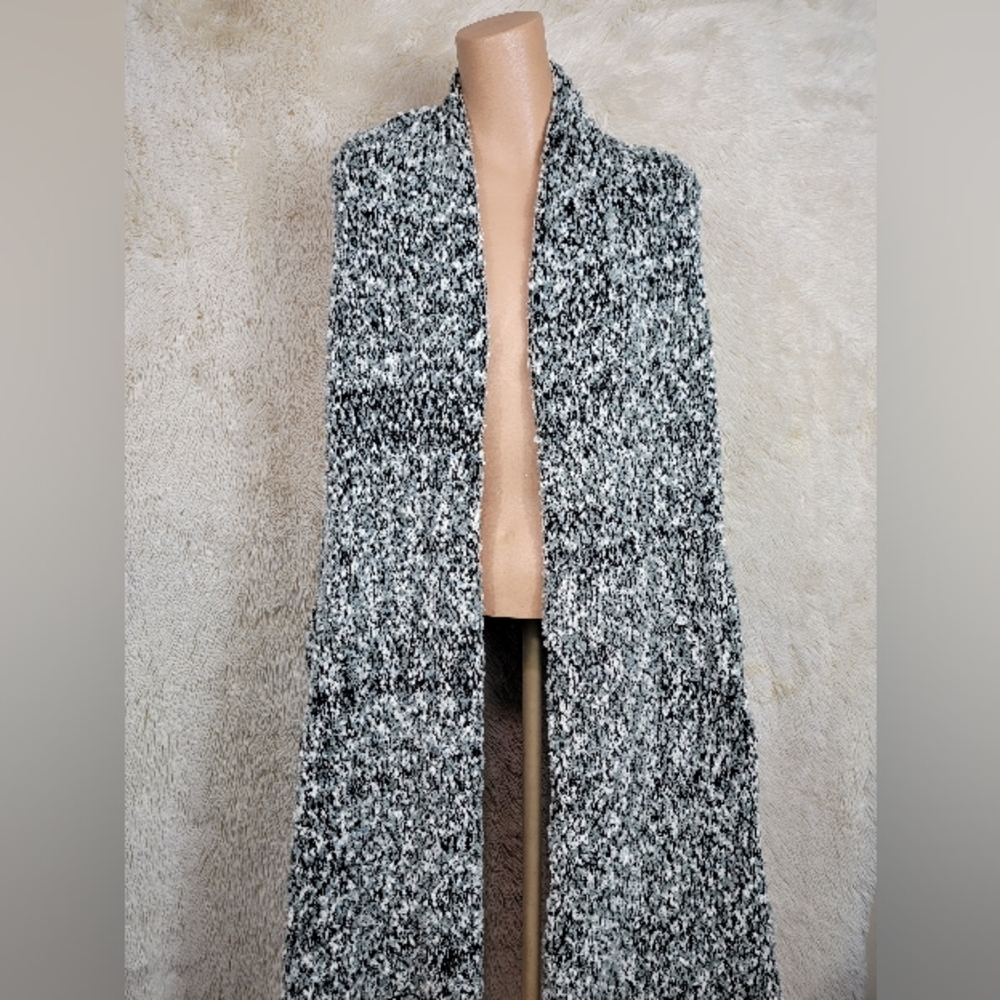 Soft Surroundings Cozy Cloud Wrap ONE SIZE Sweater Wrap Black Gray Pockets N
